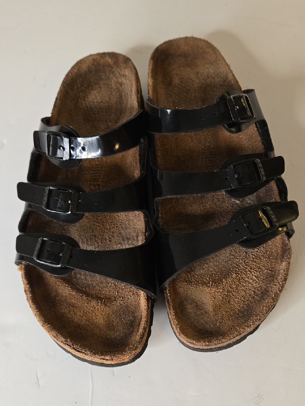 Birkenstock Black Patent Leather 3-Strap Sandals EU 39 Size 8
